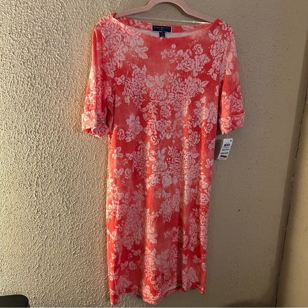 NWT Karen Scott Dress Floral Print Stretch Casual Lounge Summercore Size Medium